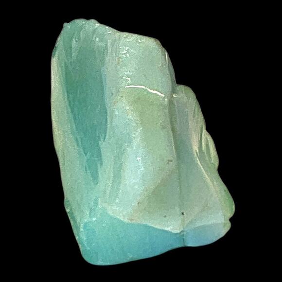 Green Aqua Layered Art Glass Cullet Glowing Manganese Slag Glass #5GX31 - Picture 5 of 7